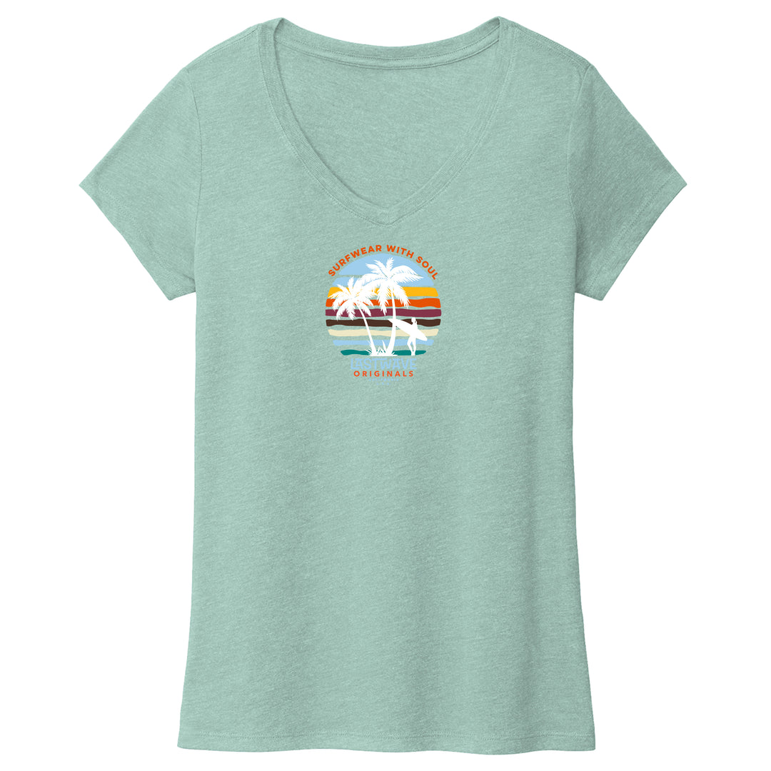 Last Wave Originals Soul Series Women's Sunset Palm V-Neck