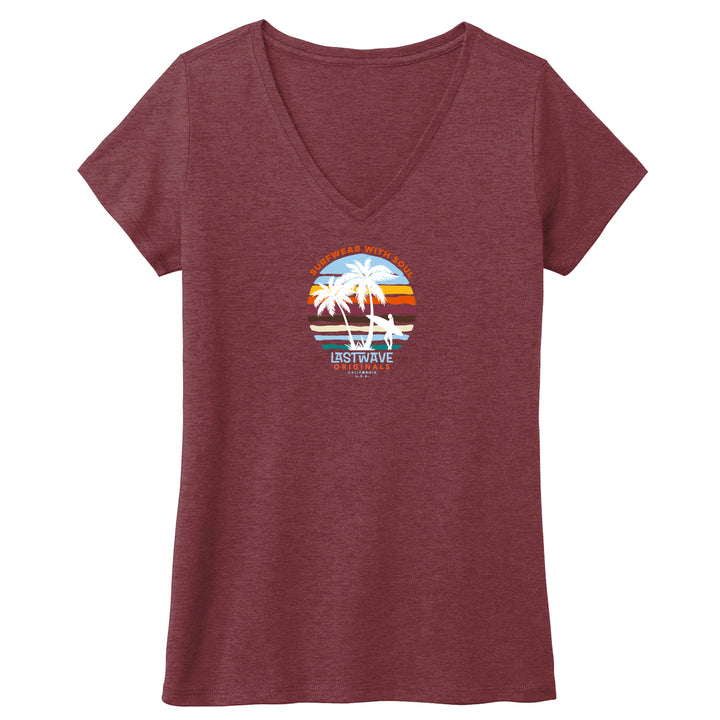 Last Wave Originals Soul Series Women's Sunset Palm V-Neck