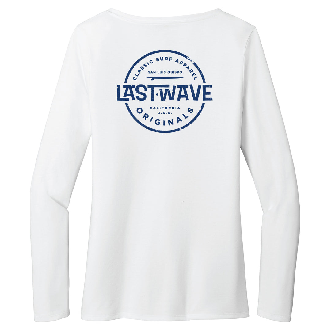 Last Wave Originals Ladies Long Sleeve V-Neck Circle T-Shirt